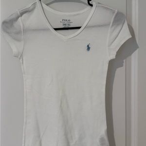 Sz M Girls White Polo by Ralph Lauren TShirt